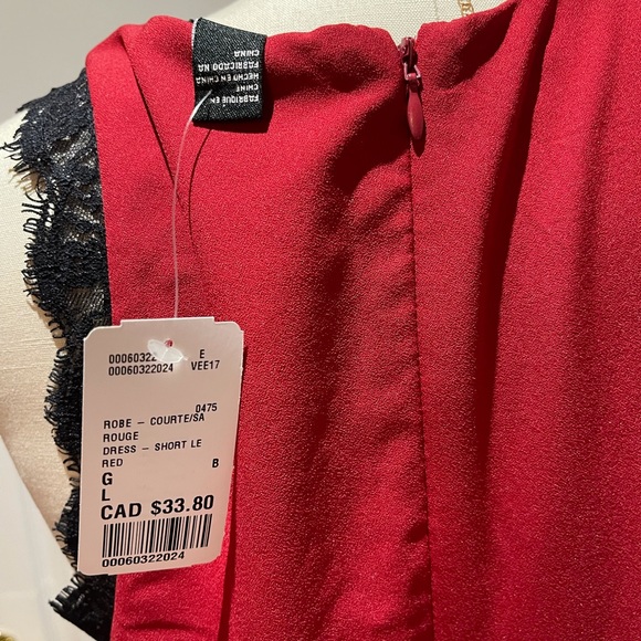 Forever 21 Red Lace Trim Sleeveless Slip Dress L - Picture 7 of 8